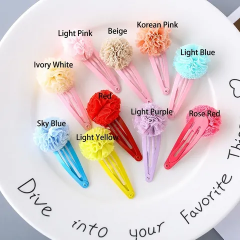 Fermagli per Capelli con Fiori in Rete per Bambini Clip BB Colorate Simpatici Fermagli Floreali in Tessuto per Acconciature da Ragazza