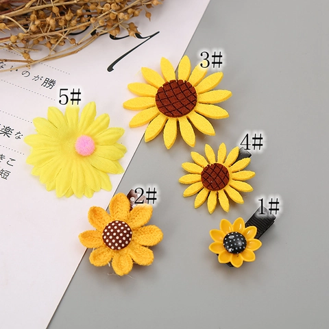 Sunflower Hair Clips For Kids Women Yellow Floral Handmade Duckbill Hairpins Pastoral Sweet Style Hair Accessories