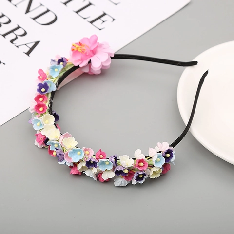 Korean Style Multi Color Flower Headband Handmade Fabric Floral Hair Band For Girls Wedding Birthday Party Accessories
