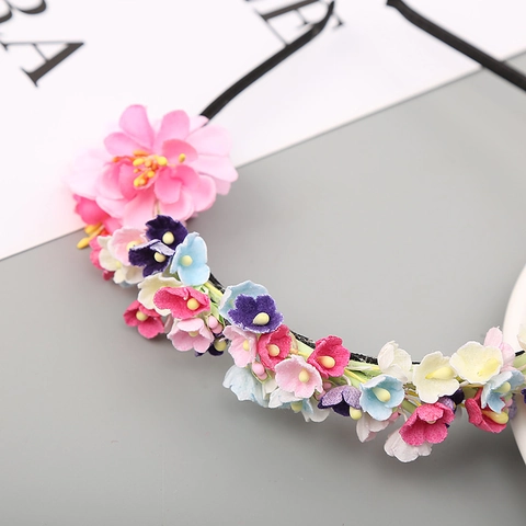 Korean Style Multi Color Flower Headband Handmade Fabric Floral Hair Band For Girls Wedding Birthday Party Accessories