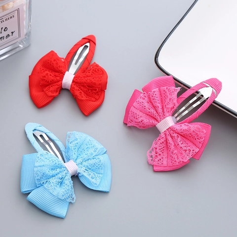 Handgemachte Kinder Schleifen Haarspangen Mit Spitze Mädchen Süße Prinzessin Seitenclips Koreanischer Stil Kopfschmuck Haar Accessoires