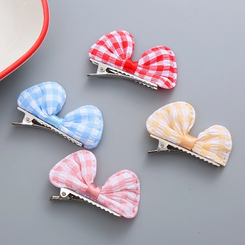 Pinza para el Cabello con Lazo a Cuadros Dulce para Niños Horquillas Gingham de Princesa Accesorios para el Cabello Hechos a Mano para Niñas