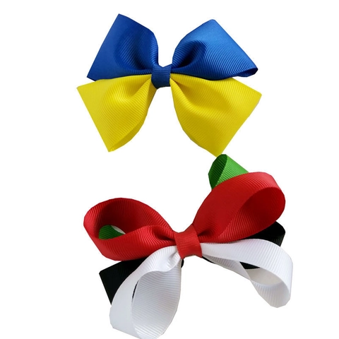 Handmade Color Block Grosgrain Ribbon Bow Hair Clips For Girls Sweet Bowknot Alligator Clip Hairpins Daily Hair Accessories Women