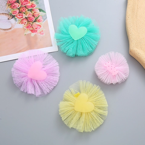 Süße Kinder Mädchen Koreanischer Stil Netz Tüll Herz Buchstaben Süßigkeiten Haarspangen Harz Entenschnabel Clips Haarschmuck