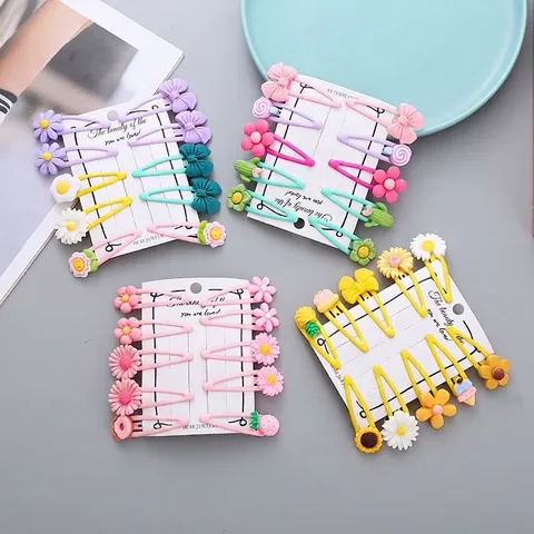 Cute Resin Fruit Flower Hair Clips For Girls Korean Style Mixed Cartoon BB Pins For Toddlers Children Hair Accessories