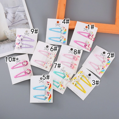 Cartoon Cute Unicorn Children's BB Hair Clips Colorful Glitter Resin Animal Snap Clips For Kids Girls School Daily Hair Accessories