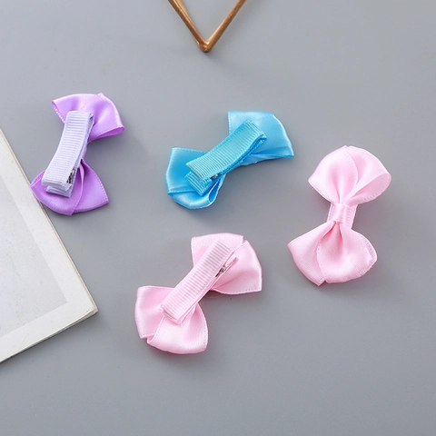 Handmade Polyester Satin Ribbon Bow Hair Clips For Kids Girls Sweet Colorful Bowknot Alligator Clips Hair Accessories