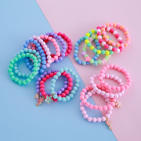 Braccialetti con Perline Color Caramella per Bambini Ciondoli a Forma di Stella e Cavalluccio Marino in Resina Acrilica Gioielli per Ragazze