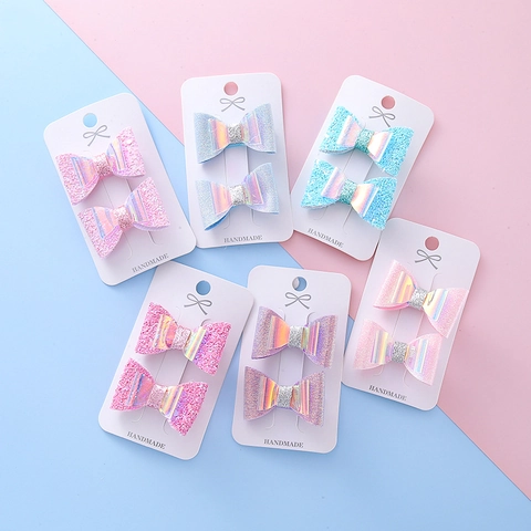 Kids Sequin Bow Hair Clips Glitter Iridescent Handmade Alligator Clips Sweet Hair Accessories Girls Jewelry