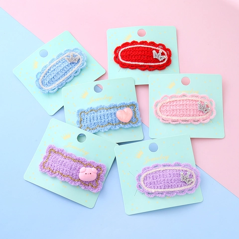 Pinzas para el Cabello de Corona de Punto Hechas a Mano para Niñas Lindas Horquillas de Animales de Dibujos Animados