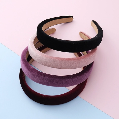 Kids Velvet Padded Sponge Headband Solid Color Flocked Hair Band Korean Style Fashion Hair Hoop For Girls Daily Wear