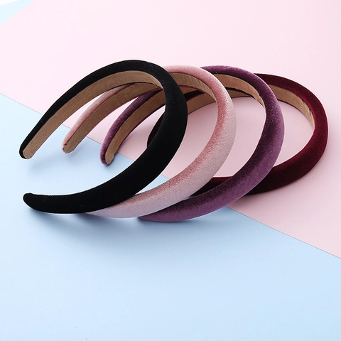 Kids Velvet Padded Sponge Headband Solid Color Flocked Hair Band Korean Style Fashion Hair Hoop For Girls Daily Wear