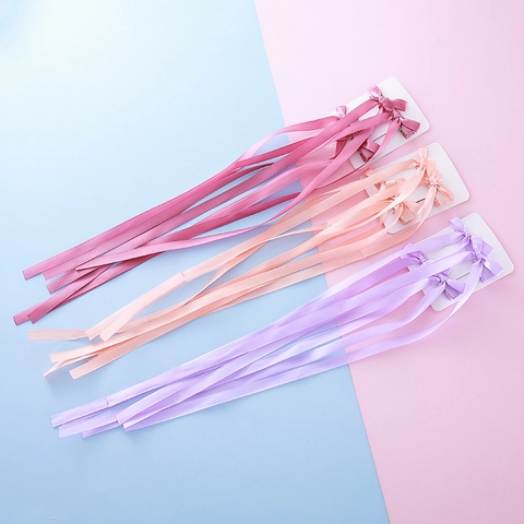 Fermagli per Capelli con Fiocco in Nastro di Raso per Bambini con Lunghi Nastri Clip a Becco d'Anatra Fatti a Mano Accessori per Capelli per Ragazze