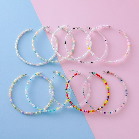 Handmade Colorful Seed Beads Hanging Chain For Bags Keys Women Girls Ins Style Fresh Fashion Jewelry Bag Charm Keychain Accessory
