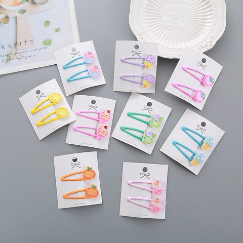 Enfants Filles Mignon Dessin Animé Crème Glacée Fruits Pinces à Cheveux BB Alliage Résine Épingles à Cheveux Colorées Pour Accessoires de Cheveux École Quotidienne