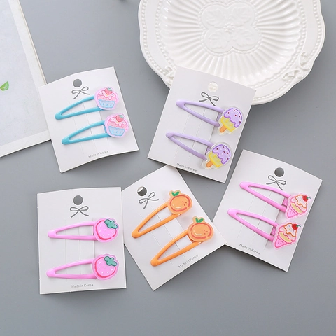 Enfants Filles Mignon Dessin Animé Crème Glacée Fruits Pinces à Cheveux BB Alliage Résine Épingles à Cheveux Colorées Pour Accessoires de Cheveux École Quotidienne