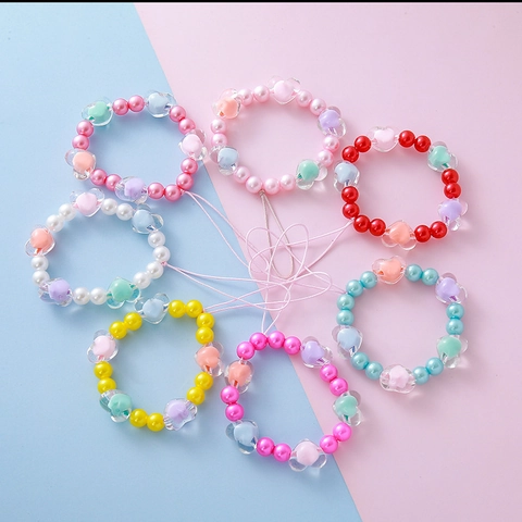 Colorful Imitation Artificial Pearl Beaded Phone Lanyard Acrylic Heart Charm Strap For Women Girls Phone Case Decor Anti-Lost Keychain