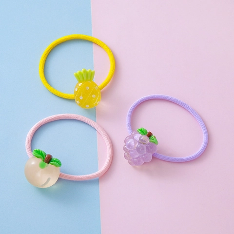 Cartoon Hars Fruit Haarelastiekjes Voor Kinderen Meisjes Hoge Elastische Haarkabels Aardbei Druif Ananas Wortel Perzik Haaraccessoires