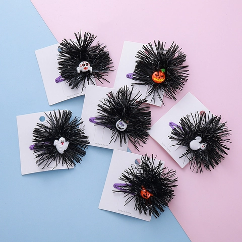 Halloween Creative Party Hair Clips For Kids Pumpkin Skull Ghost Bat Tassel BB Hairpins Cartoon Festival Hair Accessories
