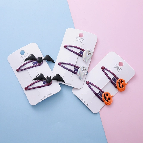 Kinder Halloween Haarspangen Set Pailletten Kürbis Fledermaus Geist Haarnadeln Lila Glitzer BB Clips Für Mädchen Haarschmuck