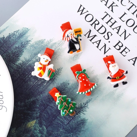 Weihnachts Haarspangen Für Baby Kinder Weihnachtsmann Schneemann Weihnachtsbaum Pinguin Glocke Harz Alligator Clips Festlicher Haarschmuck
