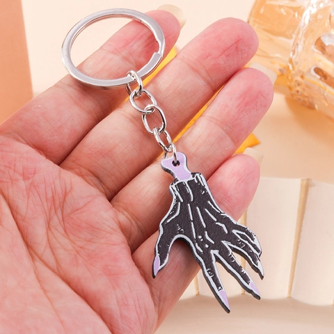 Gothik Rabe Totenkopf Und Skeletthand Schlüsselanhänger Zinklegierung Emaille Krähe Skelettkralle Schlüsselring Halloween Geschenk