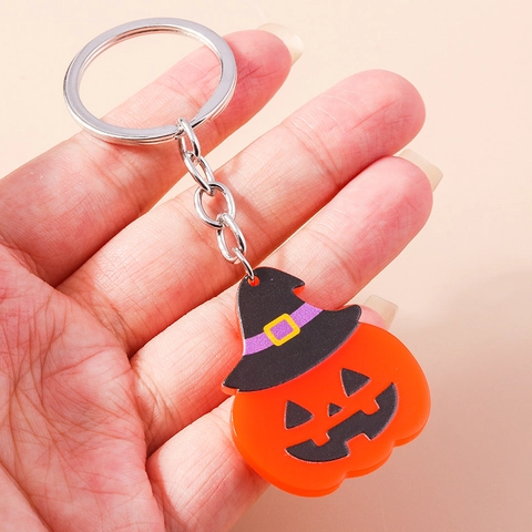 Portachiavi con Cappello da Strega Zucca di Halloween Pendente in Acrilico Zucca per Borsa Donna Accessori da Appendere