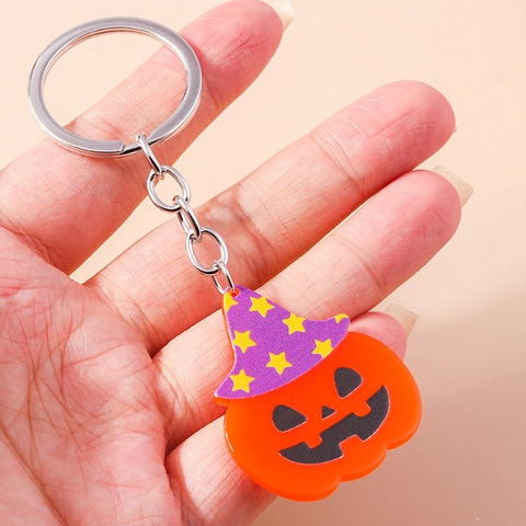 Portachiavi con Cappello da Strega Zucca di Halloween Pendente in Acrilico Zucca per Borsa Donna Accessori da Appendere