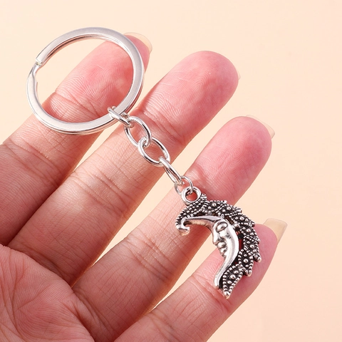 Vintage Zinklegering Maangezicht Sleutelhanger Antiek Zilver Hemels Reliëf Man In De Maan Tas Bedeltje Retro Sleutelring