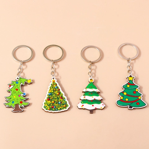 Cartoon Weihnachtsbaum Acryl Schlüsselanhänger Bunt Bedruckt Weihnachtsbaum Tasche Anhänger Deko Für Weihnachtsgeschenke