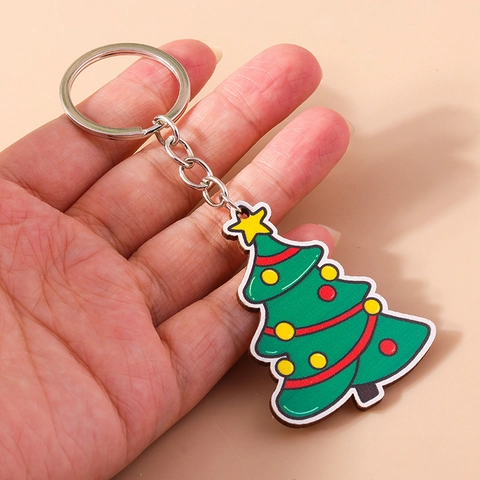 Cartoon Weihnachtsbaum Acryl Schlüsselanhänger Bunt Bedruckt Weihnachtsbaum Tasche Anhänger Deko Für Weihnachtsgeschenke