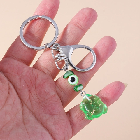 Cartoon Frosch Harz Schlüsselanhänger Goldfolie Böser Blick Metall Hummerverschluss Süßes Tier Tasche Ornament Schlüsselhalter