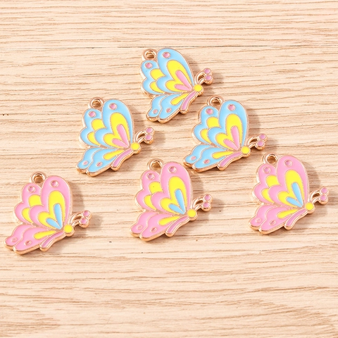 Vlinder Dier Hangers DIY Emaille Bedeltjes Legering Multi Color Accessoires Voor Oorbellen Ketting Armband Maken