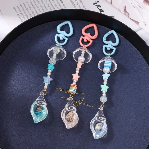 Portachiavi Conchiglia Oceano Con Chiusura a Cuore Perline Stella Resina Ciondolo Borsa Stile Marino Estate Per Donne