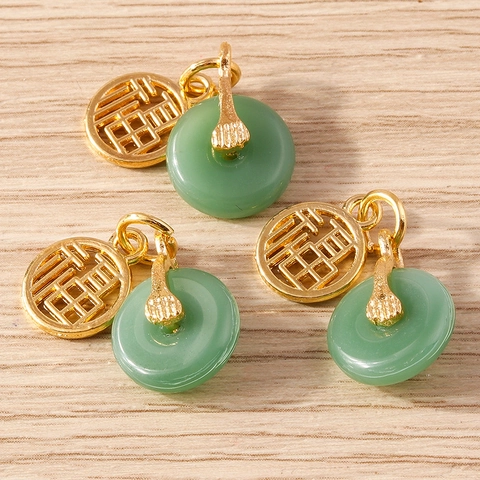 Ciondoli In Resina Vintage Stile Cinese Con Charms Fu In Lega Per Creazione Gioielli Fai-Da-Te Collana Bracciale