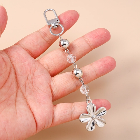Silber Legierung Künstliche Perlen Blume Herz Schlüsselanhänger Mode Anhänger Tasche Charme Für Damen Mädchen Künstliche Perle Kristall Zubehör