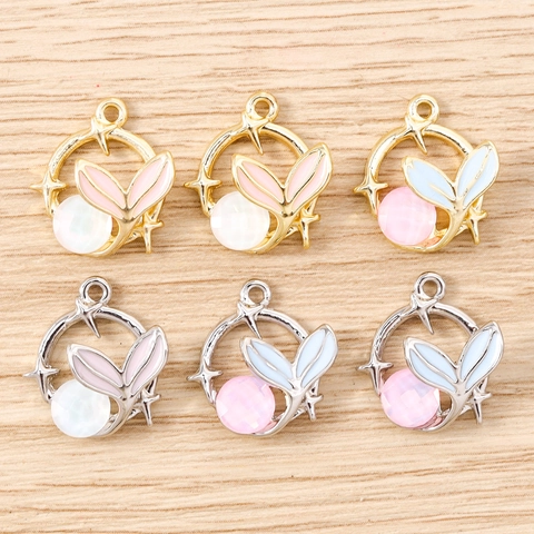 DIY Mermaid Tail Alloy Rhinestone Charms Star Round Hoop Pendants For Necklace Bracelet Keychain Jewelry Making Accessories