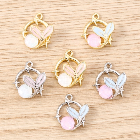 DIY Mermaid Tail Alloy Rhinestone Charms Star Round Hoop Pendants For Necklace Bracelet Keychain Jewelry Making Accessories