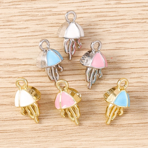 Alloy Enamel Jellyfish Pendant Cute Nautical Animal Charm For DIY Jewelry Making Earrings Necklace Bracelet Accessory