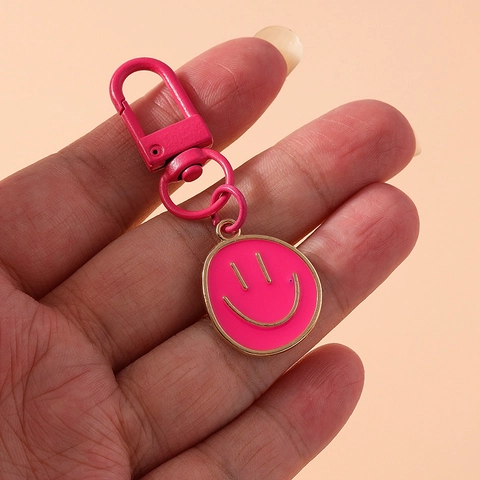 Mode Zinklegierung Emaille Lächelndes Gesicht Schlüsselanhänger Minimalistisch Bunter Smile Schlüsselring Tasche Anhänger Deko Geschenk