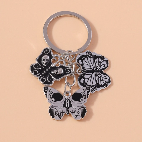 Gothic Totenkopf Schmetterling Schlüsselanhänger Zinklegierung Emaille Dunkle Ästhetik Tasche Anhänger Halloween Geschenk Herren Damen Schlüsselring