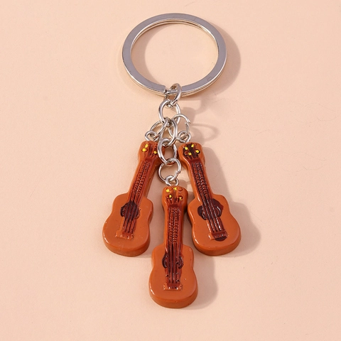 Llavero de Guitarra Creativo Estilo Musical Aleación de Zinc Resina Colgante de Bolso Instrumento Musical Regalo
