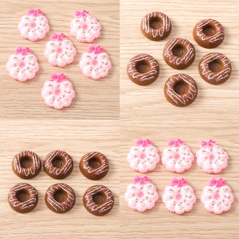 Simulation Donut Resin Charms For DIY Phone Case Decoration Cute Dessert Food Play Handcrafting Accessories For Women Girls