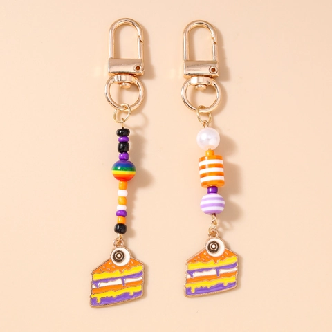 Creative Halloween Eye Cake Keychain Beaded Simulation Food Enamel Bag Pendant Zinc Alloy Drip Oil Cartoon Dessert Keyring