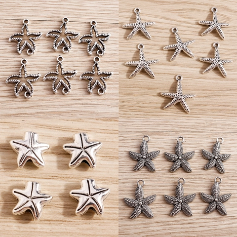 Antik Silber Zinklegierung Seestern Anhänger Meereslebewesen Charms Für DIY Halskette Armband Ohrring Schmuckherstellung Zubehör
