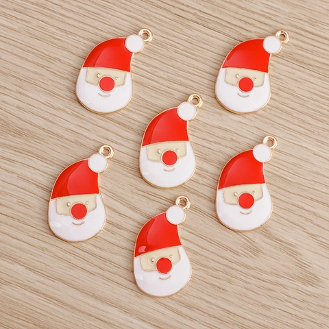 Christmas Alloy Drip Oil Pendants Santa Claus Christmas Tree Stocking Candy Cane DIY Jewelry Making Accessories Charms