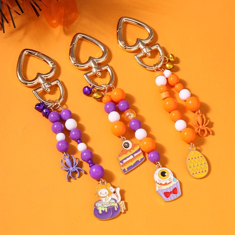 Halloween Kralen Sleutelhanger Zinklegering Hart Gesp Spin Heks Kat Oog Taart Emaille Tas Hanger Party Sieraden Cadeau