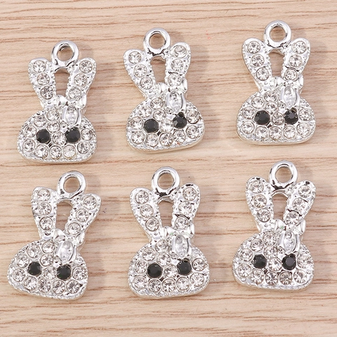 Glänzende Strass Hasen Charms Zinklegierung Tier Anhänger Für DIY Halskette Armband Schlüsselanhänger Schmuckherstellung Zubehör