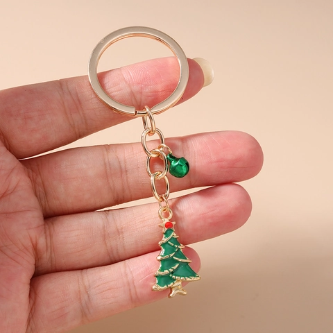 Llaveros de Navidad de Aleación de Zinc Esmalte Papá Noel Árbol de Navidad Colgante de Campana Llavero Regalo Festivo para Mujeres Niños