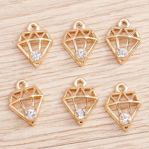 Hohl Diamant Geometrische Anhänger Legierung Strass Gold Plattiert DIY Schmuckherstellung Zubehör Für Ohrringe Halskette Anhänger